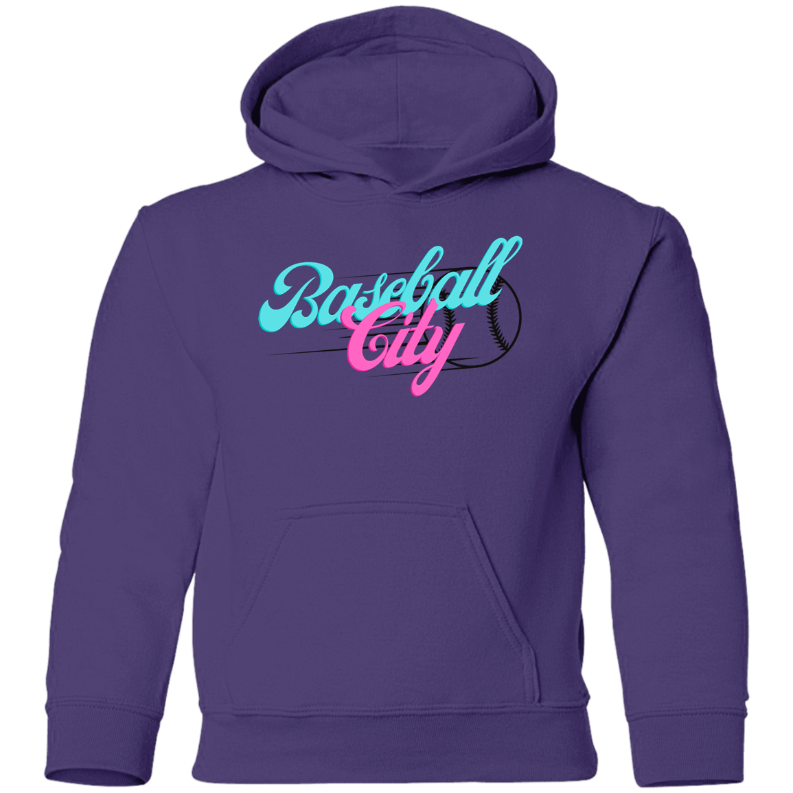 Baseball City Bright & Black Youth Pullover Hoodie