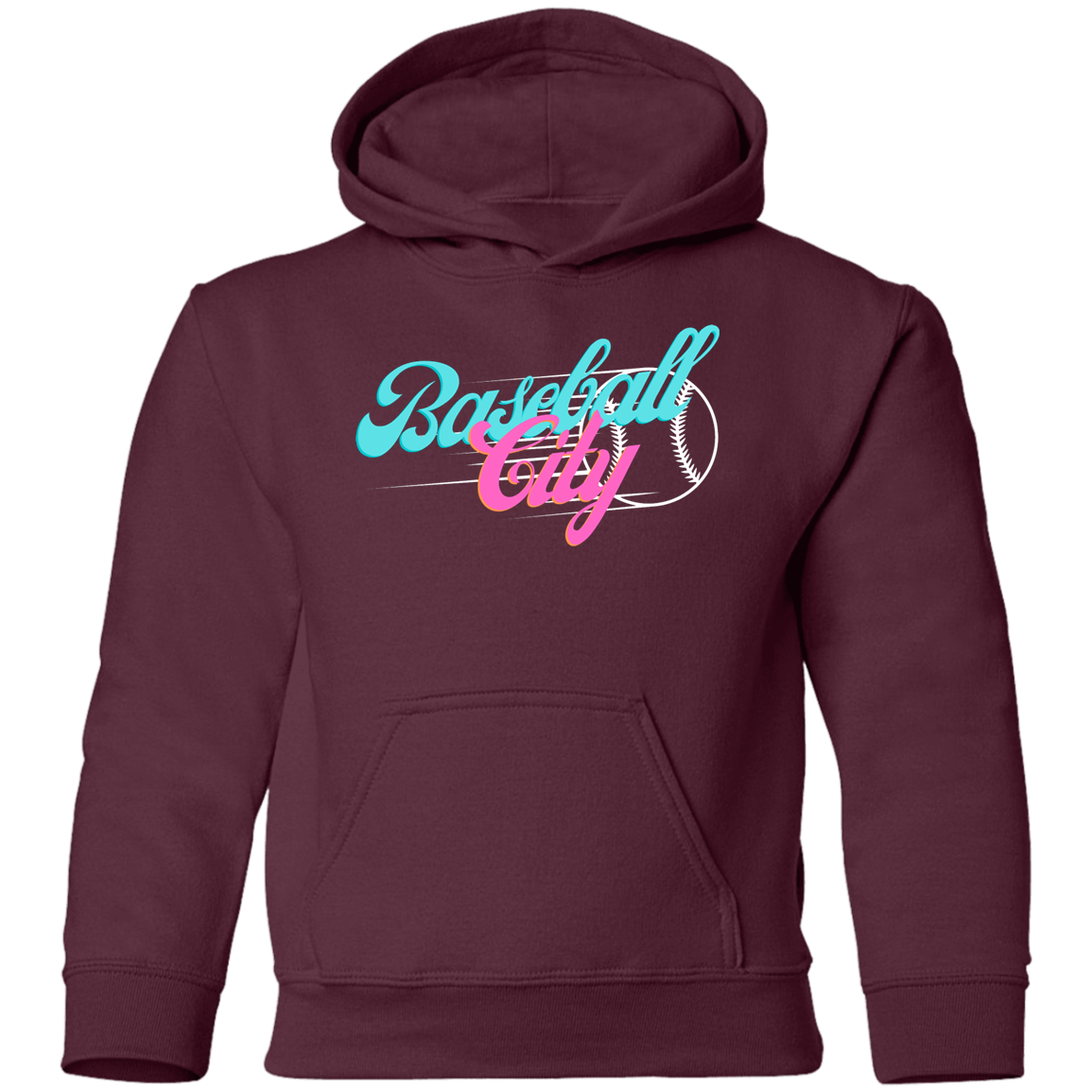 Baseball City Bright & White Youth Pullover Hoodie