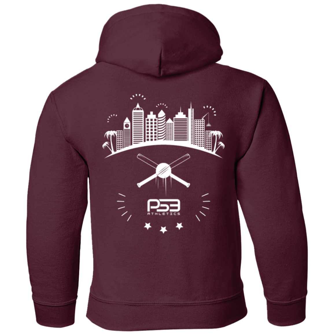 Baseball City Bright & White Youth Pullover Hoodie