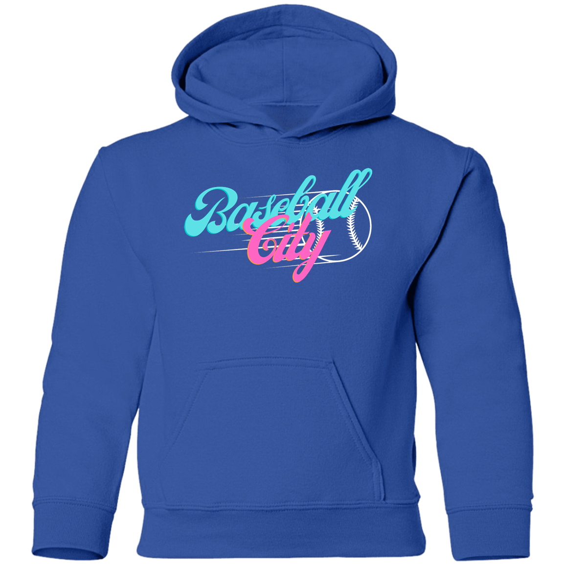 Baseball City Bright & White Youth Pullover Hoodie