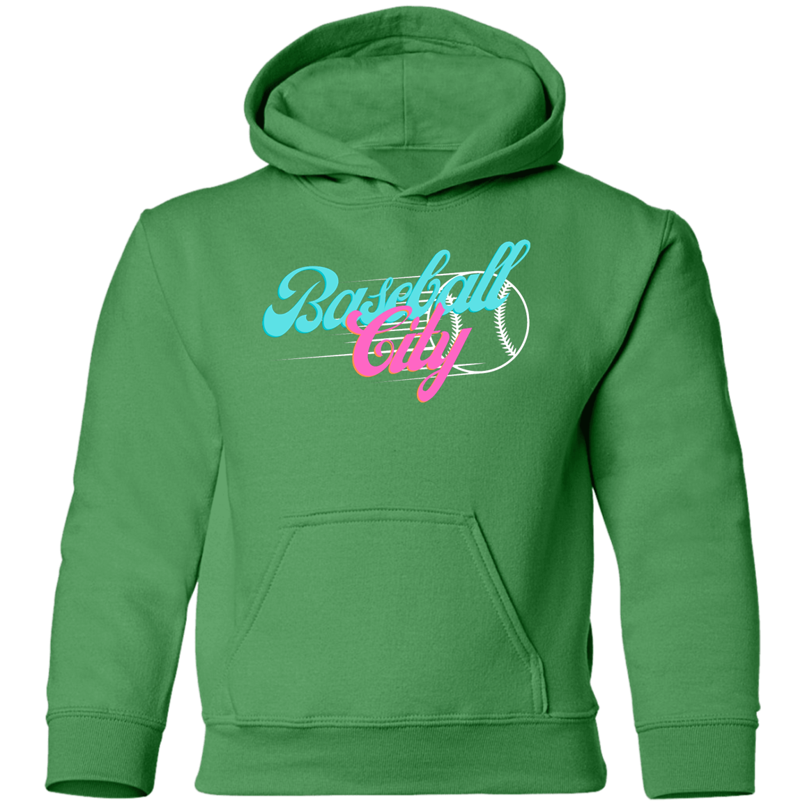 Baseball City Bright & White Youth Pullover Hoodie