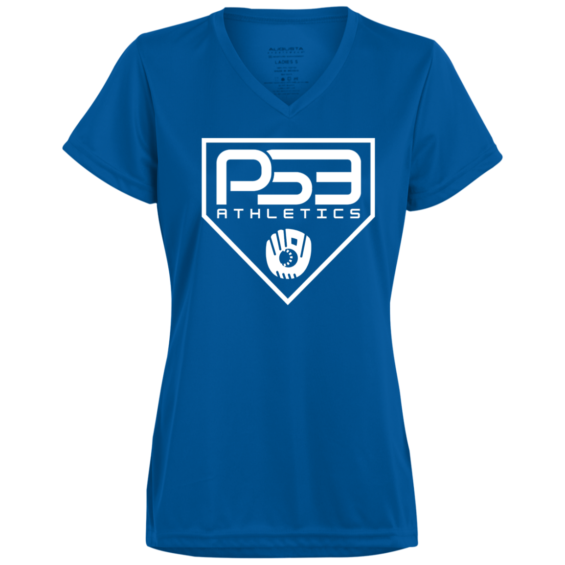 White Plate Logo Ladies’ Moisture-Wicking V-Neck Tee