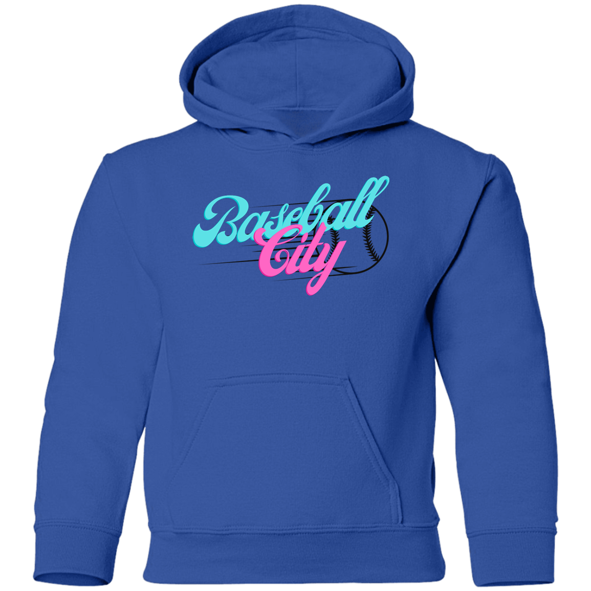 Baseball City Bright & Black Youth Pullover Hoodie