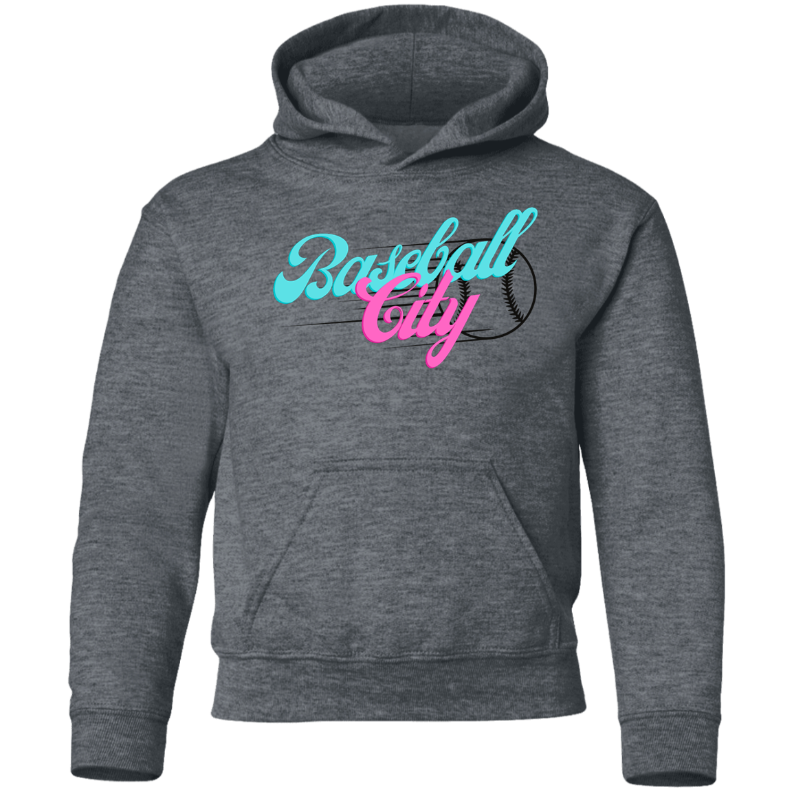 Baseball City Bright & Black Youth Pullover Hoodie