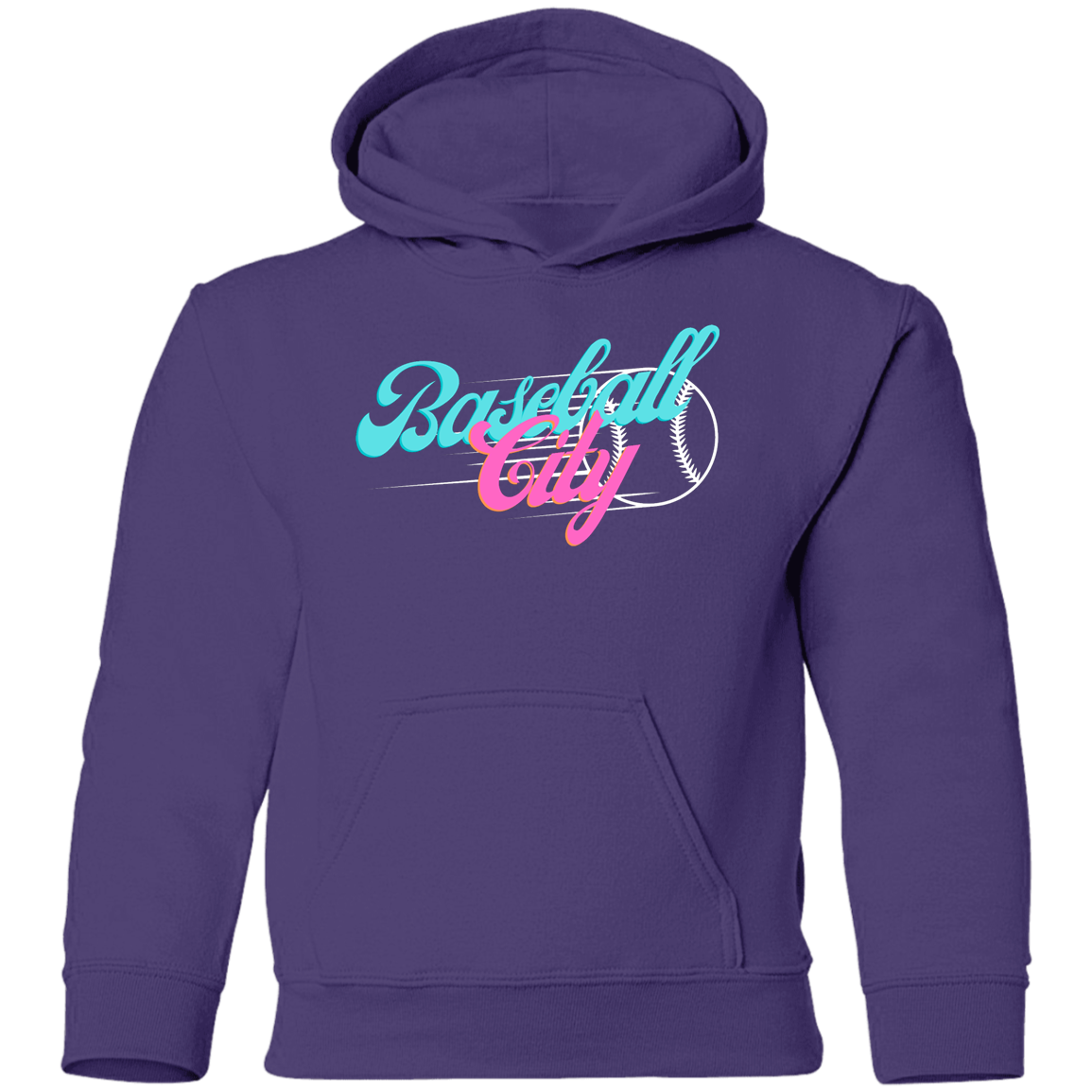 Baseball City Bright & White Youth Pullover Hoodie