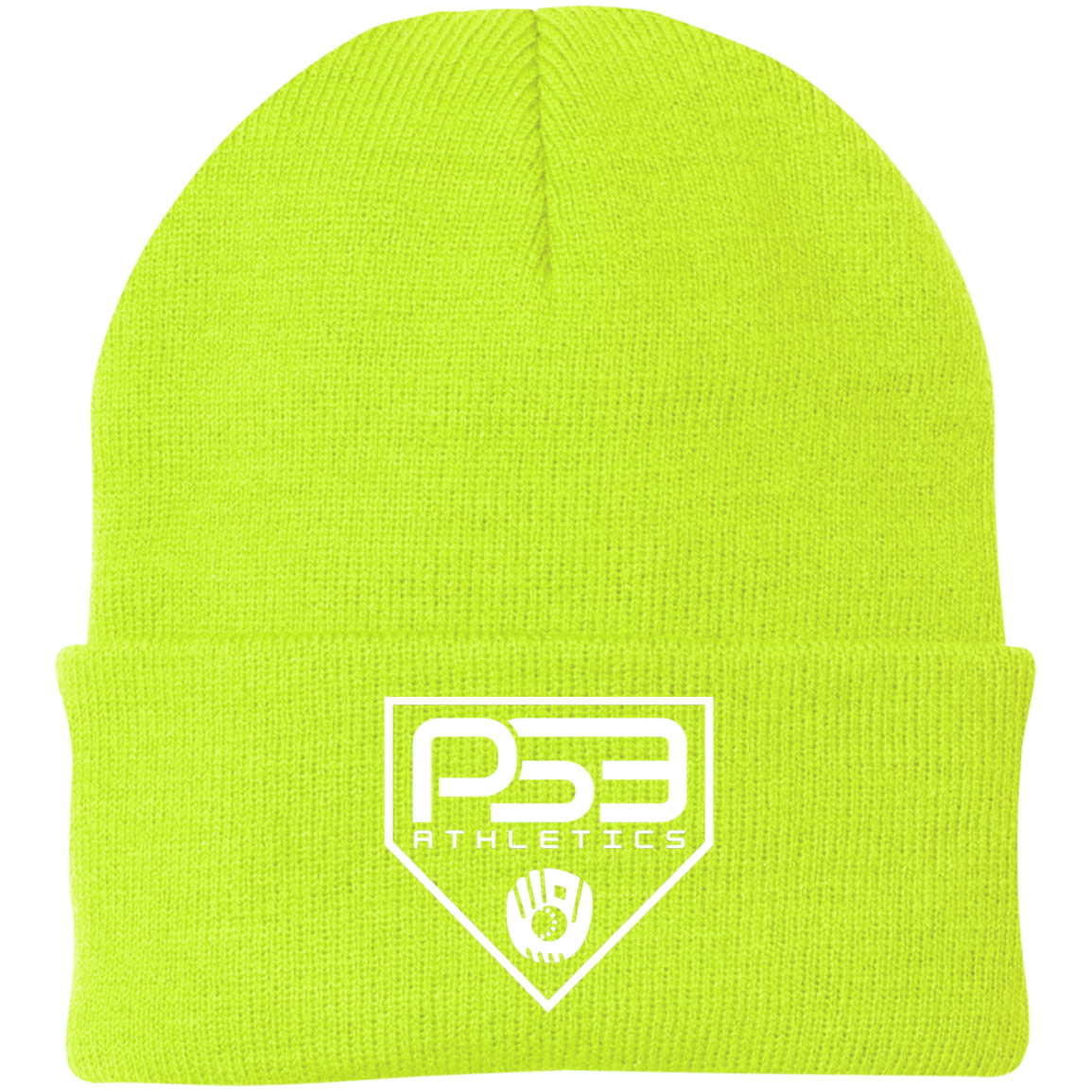 White Plate Logo Embroidered Knit Cap