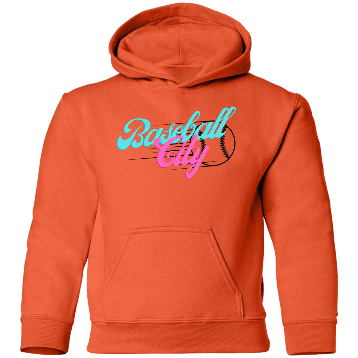 Baseball City Bright & Black Youth Pullover Hoodie