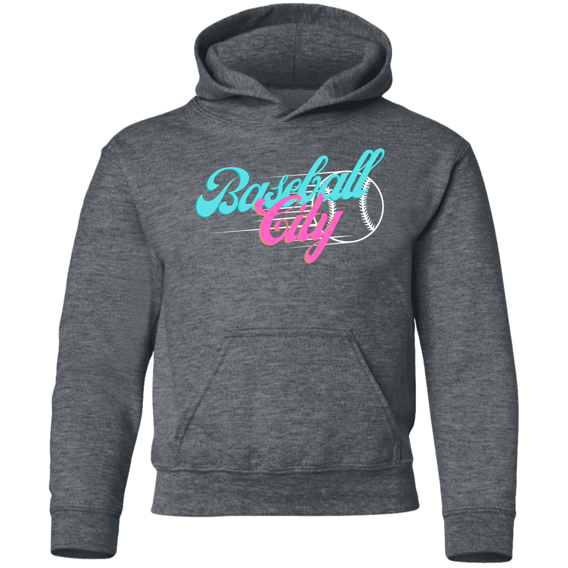 Baseball City Bright & White Youth Pullover Hoodie