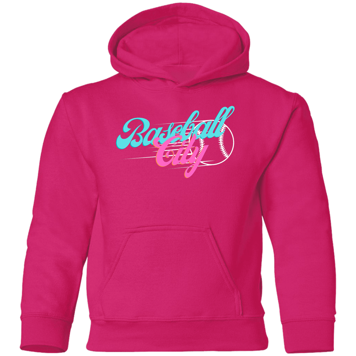 Baseball City Bright & White Youth Pullover Hoodie