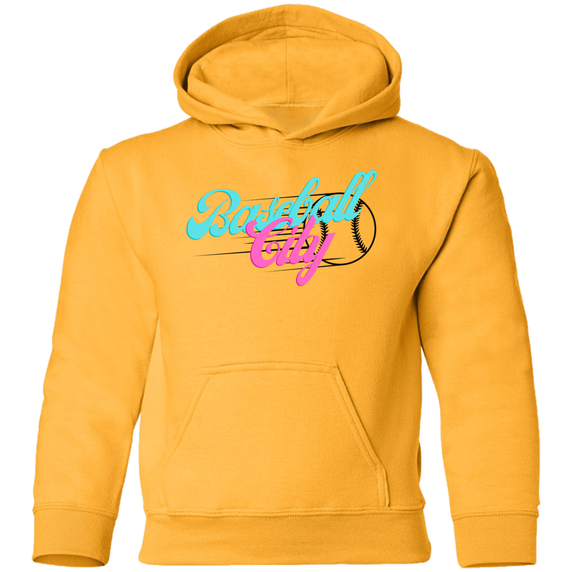Baseball City Bright & Black Youth Pullover Hoodie