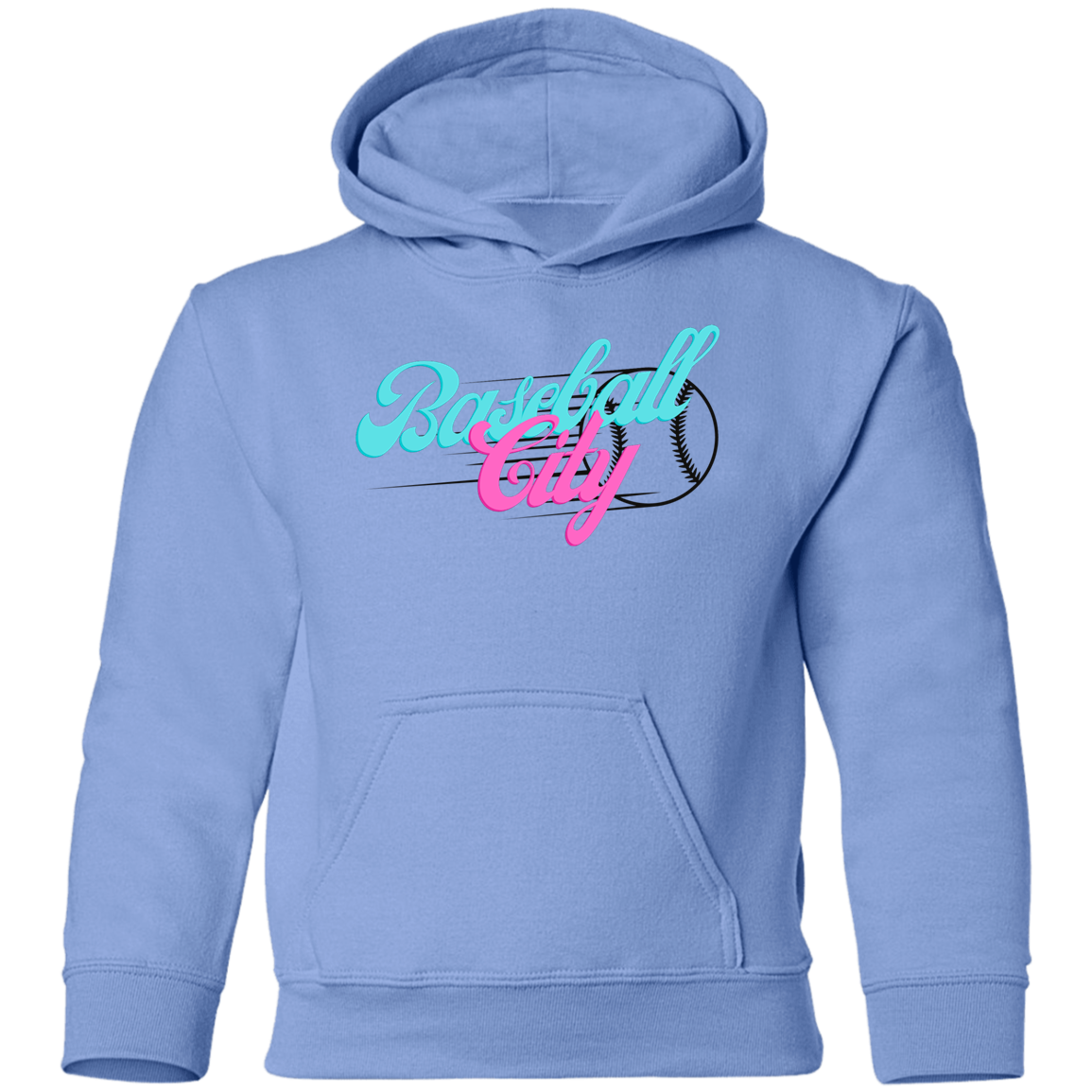 Baseball City Bright & Black Youth Pullover Hoodie