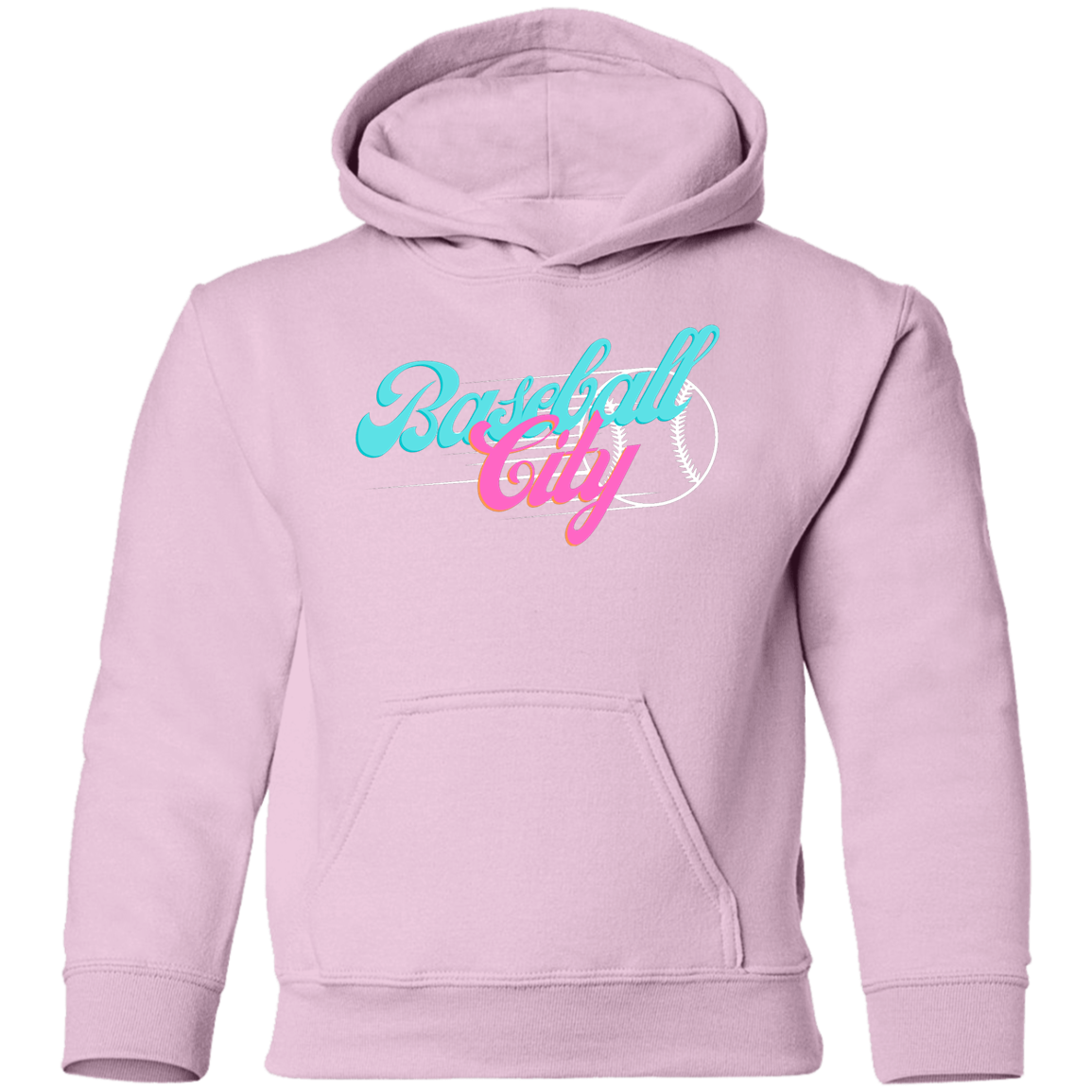 Baseball City Bright & White Youth Pullover Hoodie