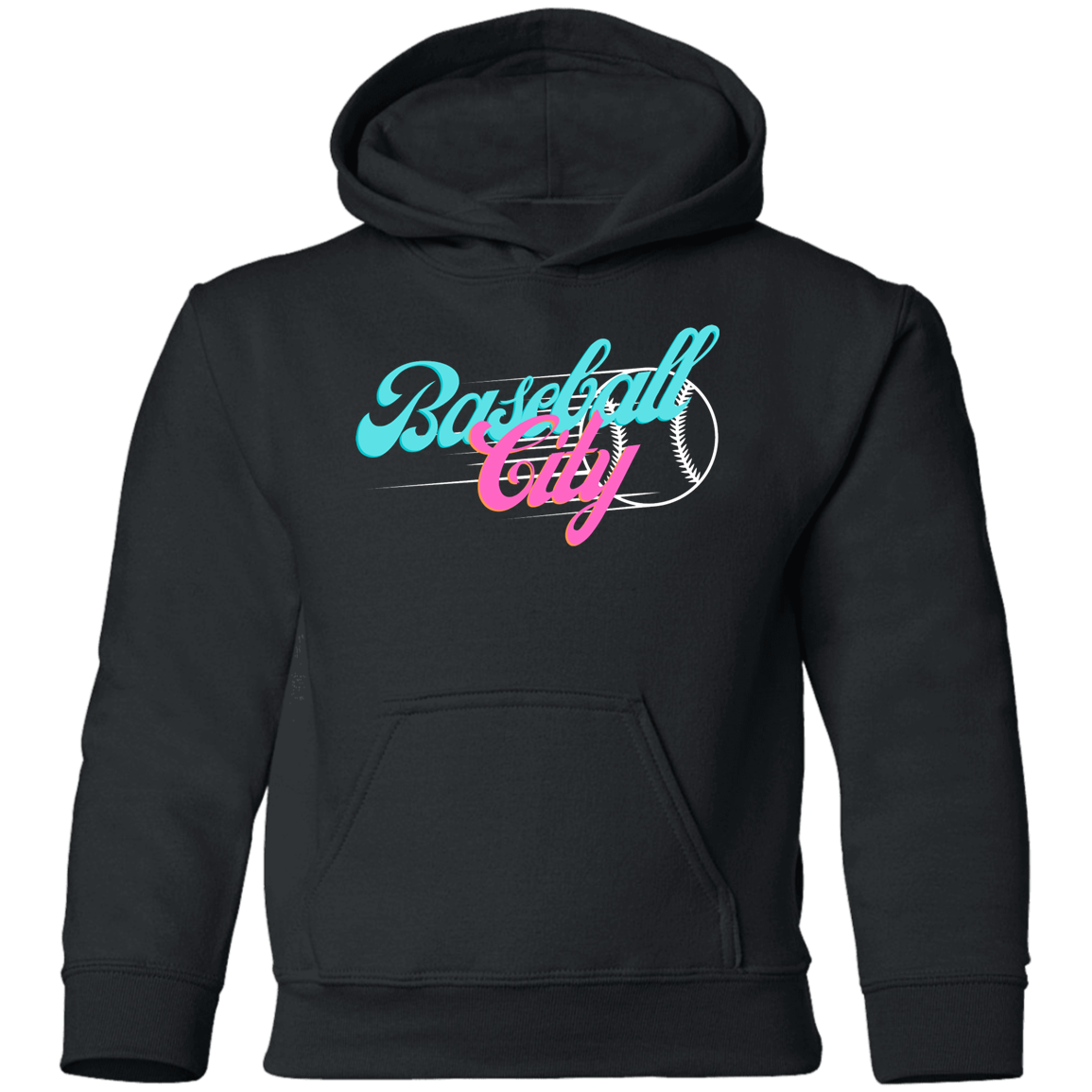 Baseball City Bright & White Youth Pullover Hoodie