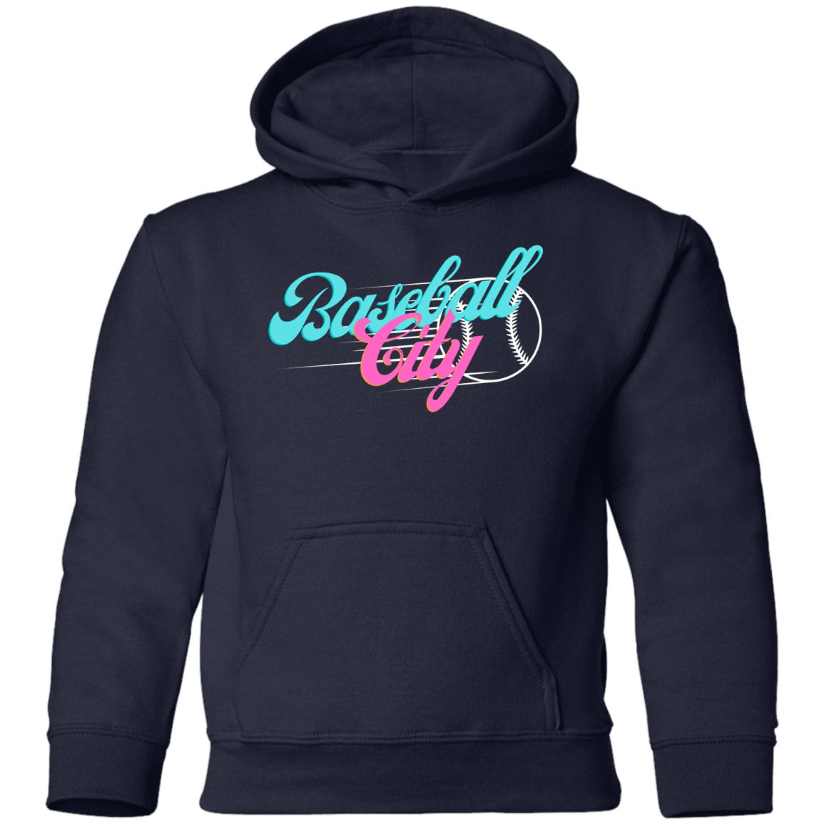 Baseball City Bright & White Youth Pullover Hoodie