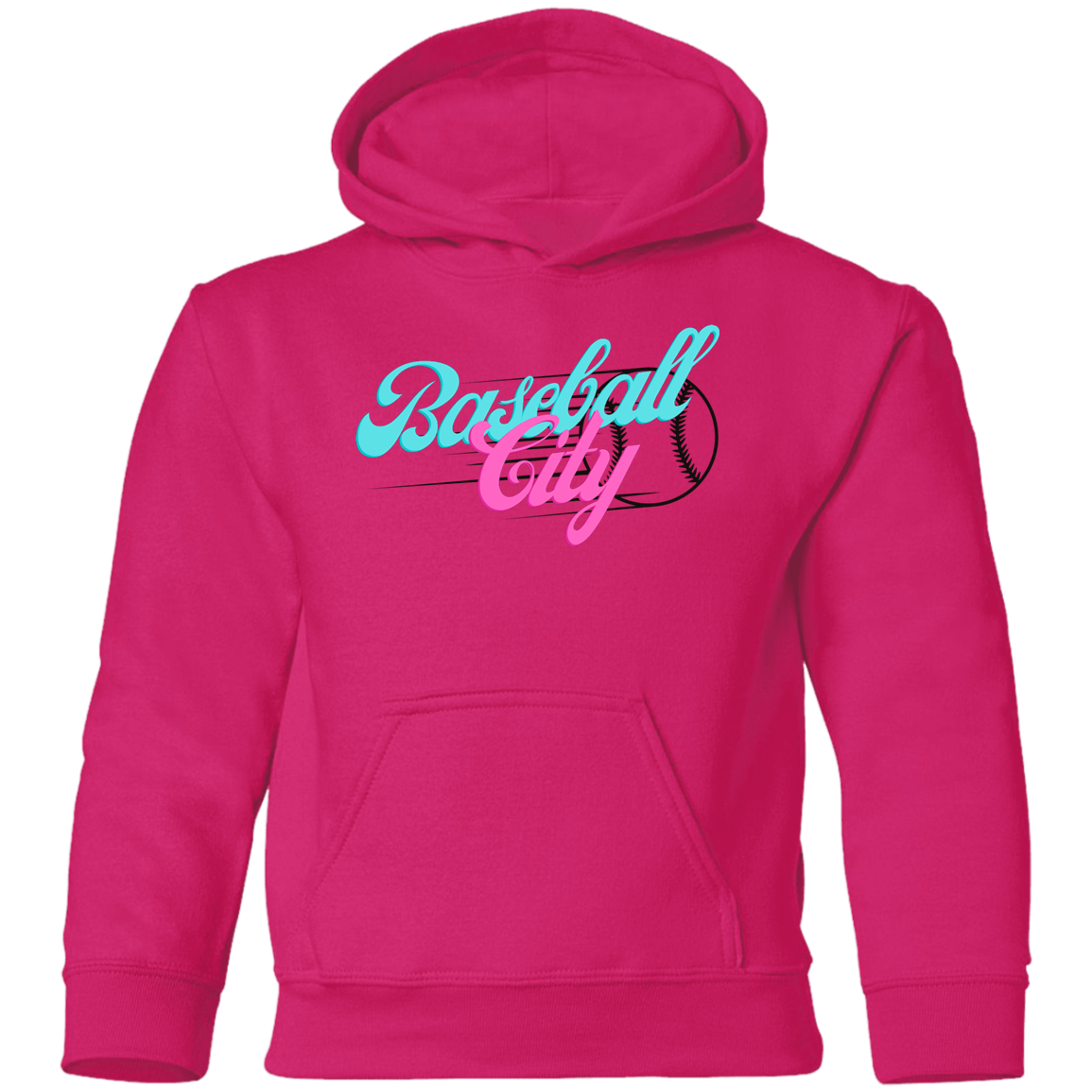 Baseball City Bright & Black Youth Pullover Hoodie