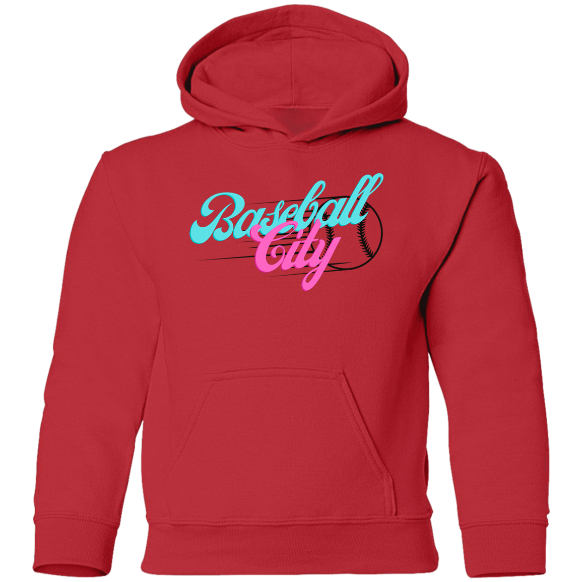Baseball City Bright & Black Youth Pullover Hoodie