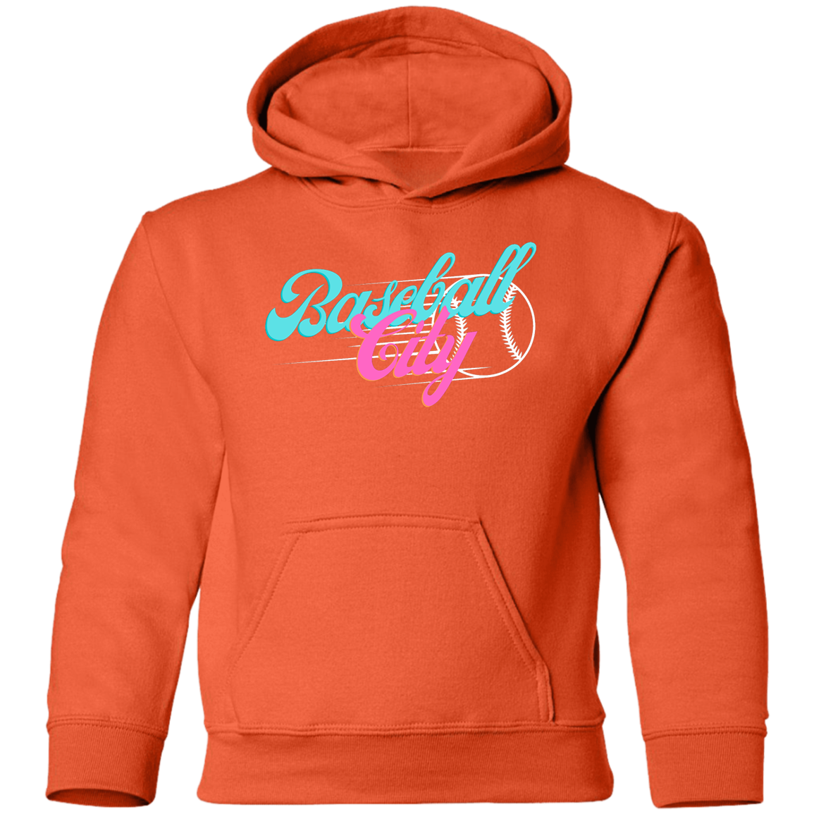 Baseball City Bright & White Youth Pullover Hoodie