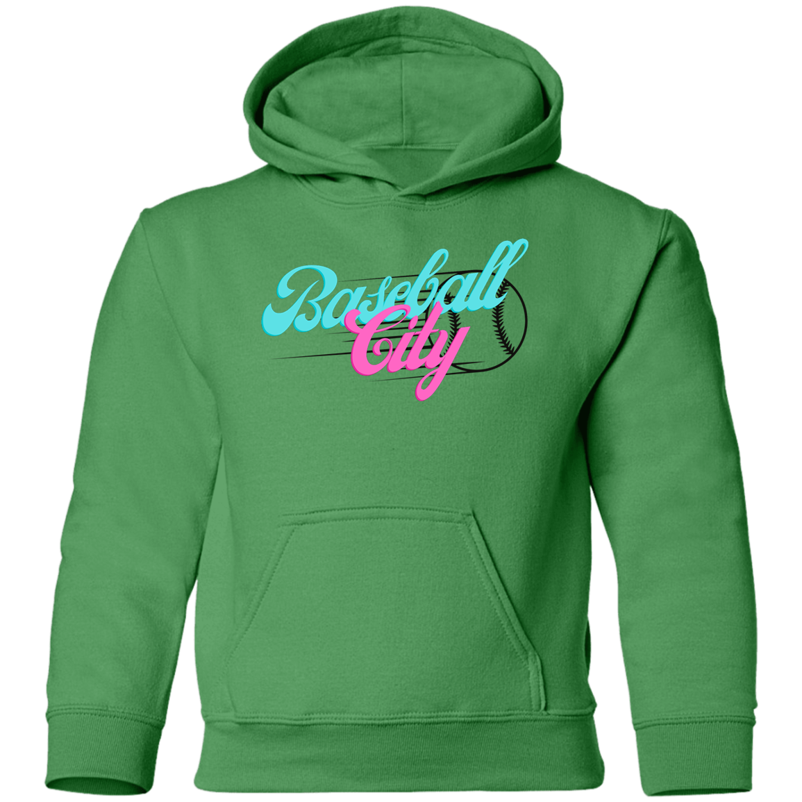 Baseball City Bright & Black Youth Pullover Hoodie