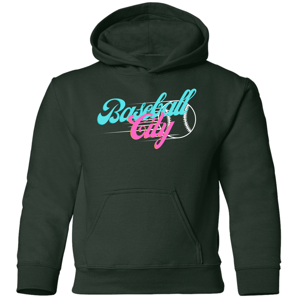Baseball City Bright & White Youth Pullover Hoodie