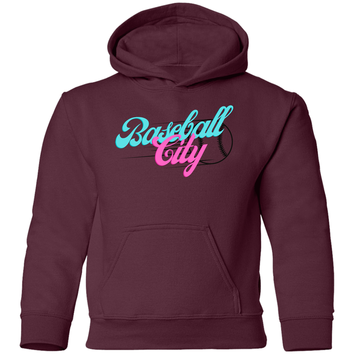 Baseball City Bright & Black Youth Pullover Hoodie