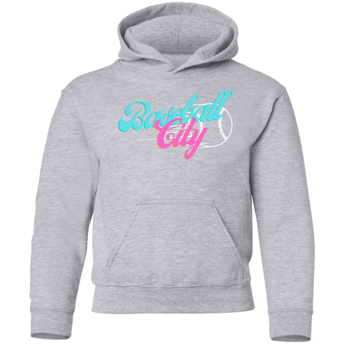 Baseball City Bright & White Youth Pullover Hoodie