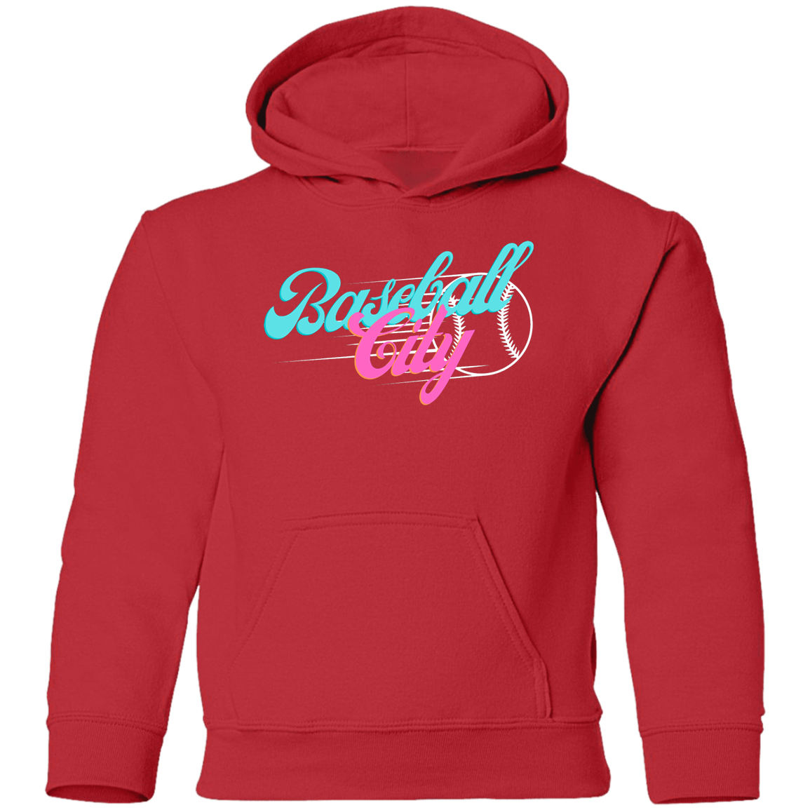 Baseball City Bright & White Youth Pullover Hoodie