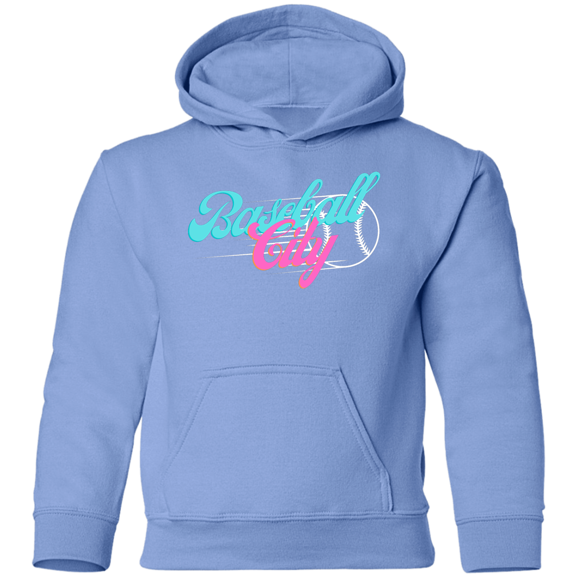 Baseball City Bright & White Youth Pullover Hoodie