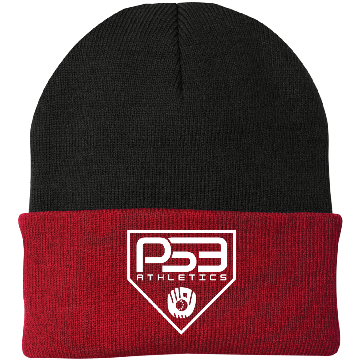 White Plate Logo Embroidered Knit Cap