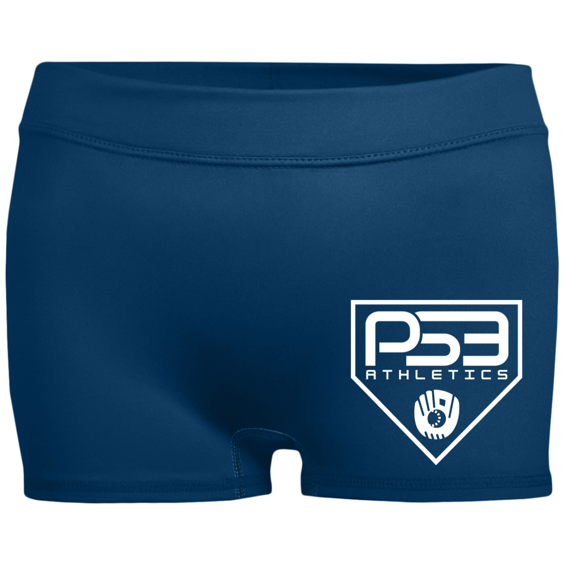 White Plate Logo Ladies' Fitted Moisture-Wicking 2.5 inch Inseam Shorts