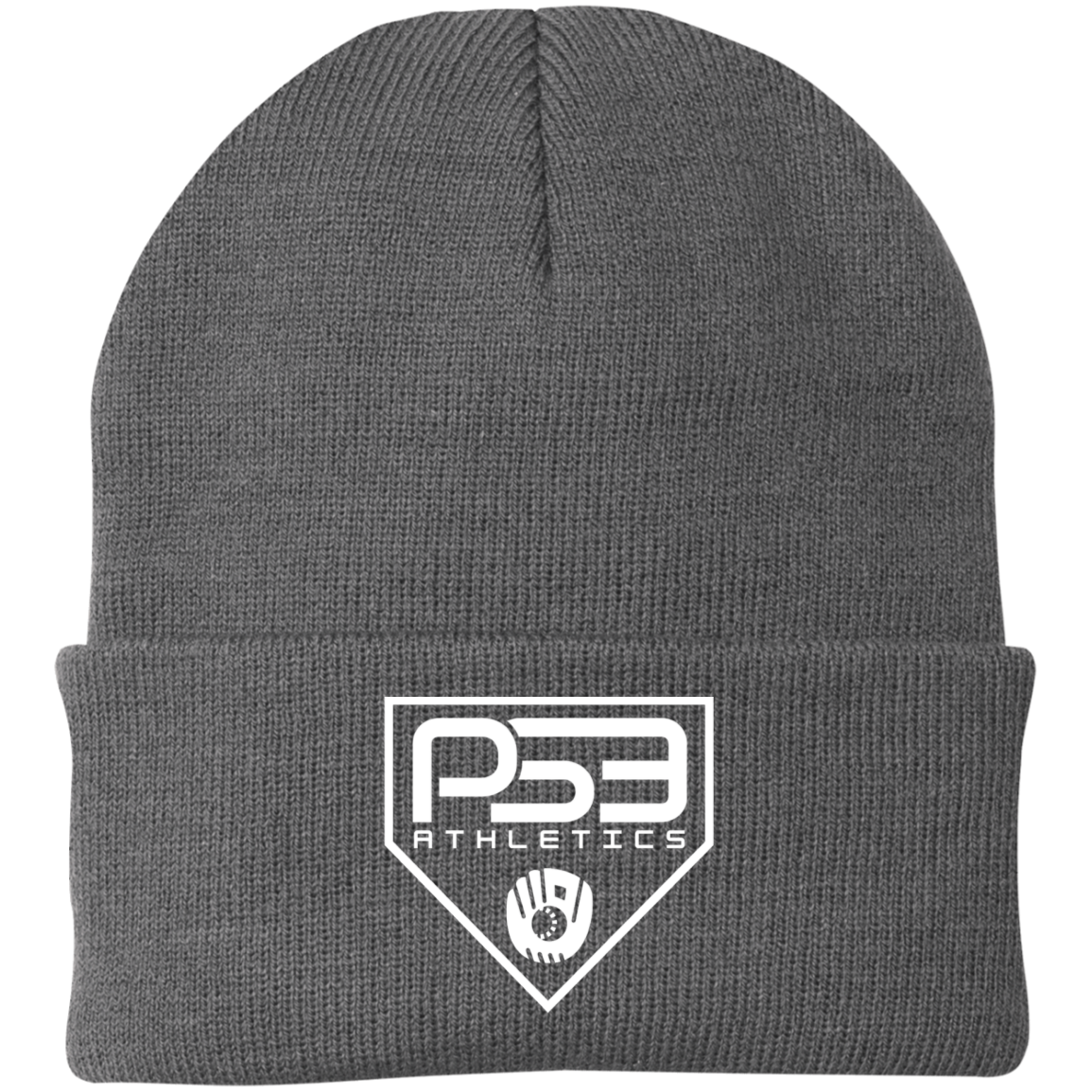 White Plate Logo Embroidered Knit Cap