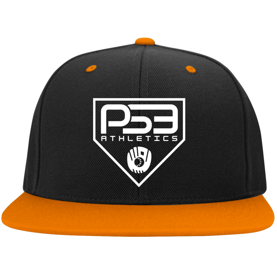 White Plate Logo Embroidered Flat Bill High-Profile Snapback Hat