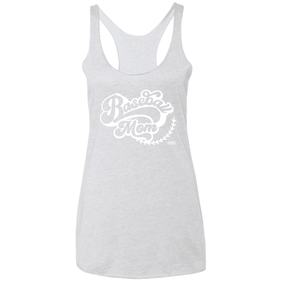 Baseball Mom White Ladies' Triblend Racerback Tank