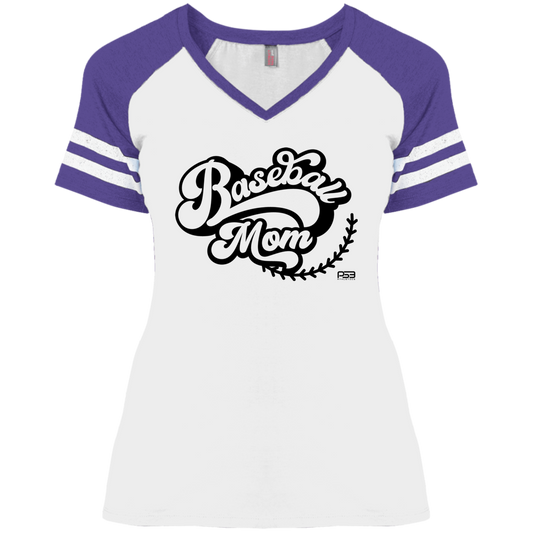 Baseball Mom Ladies' Game V-Neck T-Shirt