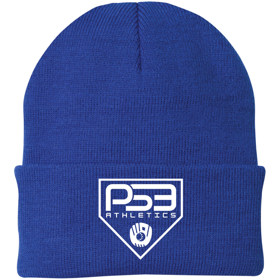 White Plate Logo Embroidered Knit Cap