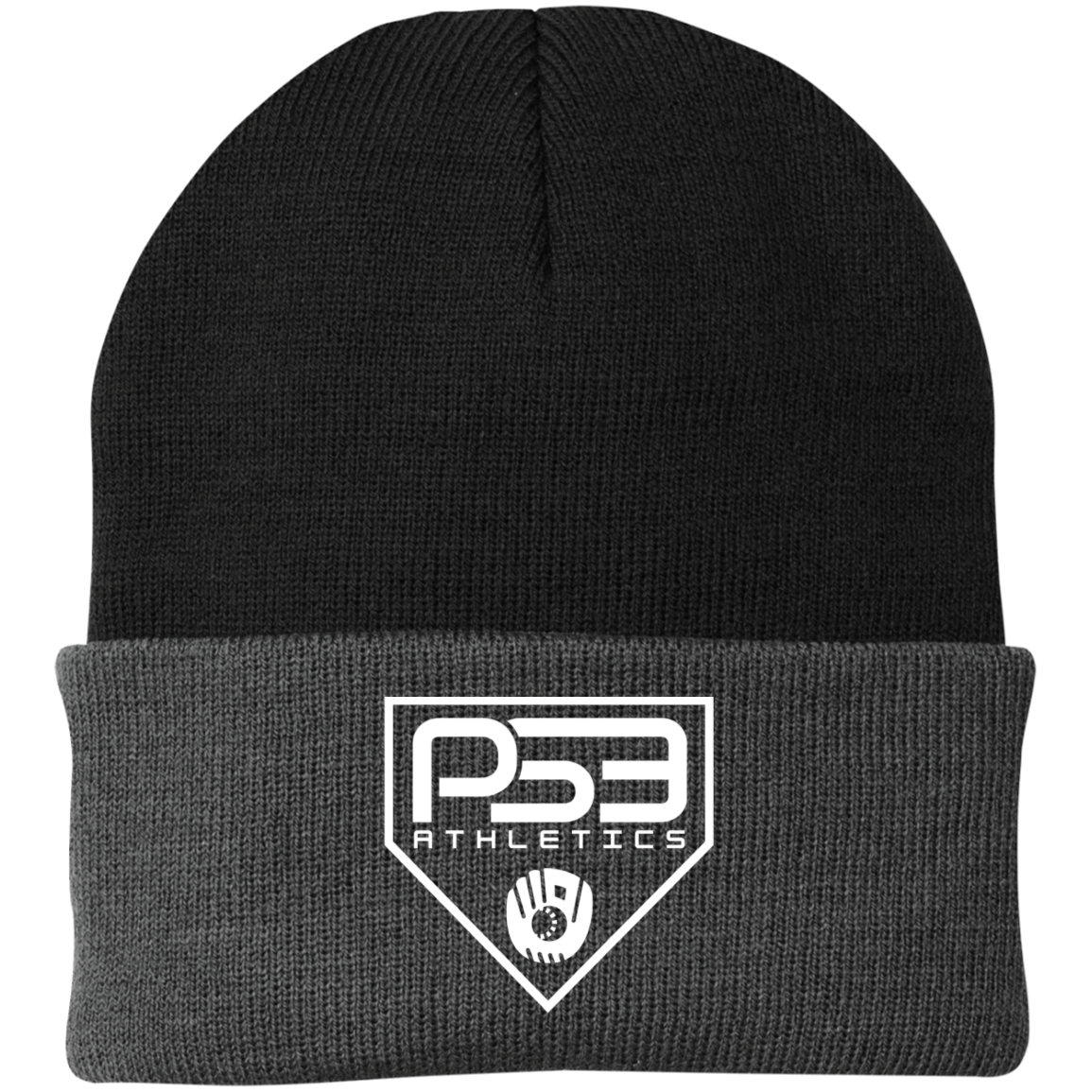 White Plate Logo Embroidered Knit Cap