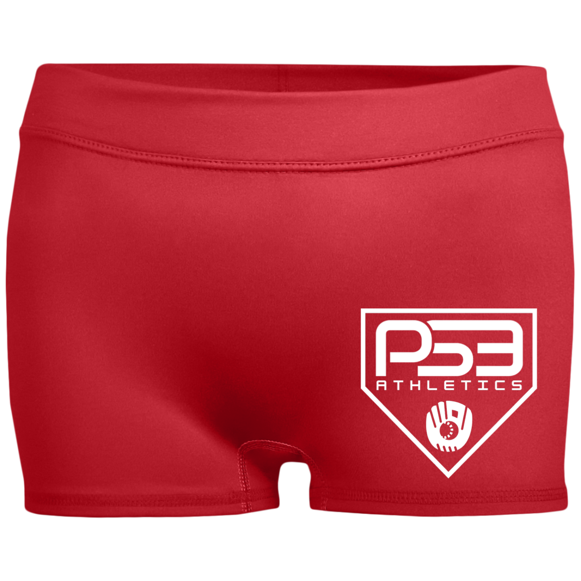 White Plate Logo Ladies' Fitted Moisture-Wicking 2.5 inch Inseam Shorts