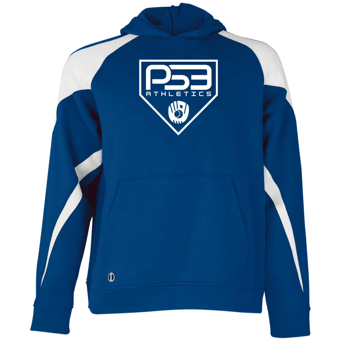 White Plate Logo Youth Athletic Colorblock Fleece Hoodie
