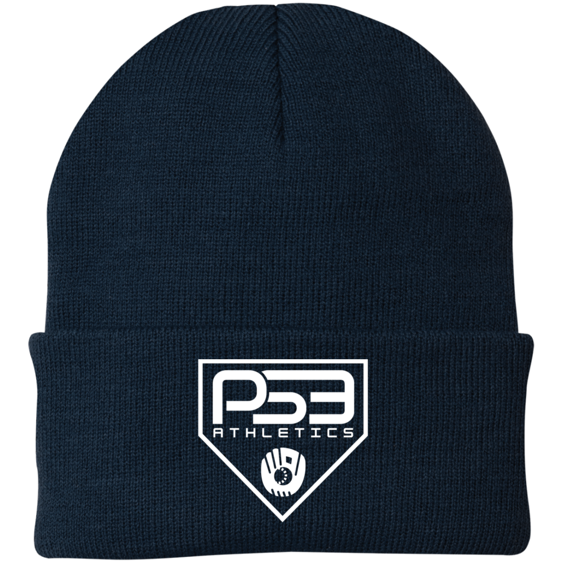 White Plate Logo Embroidered Knit Cap