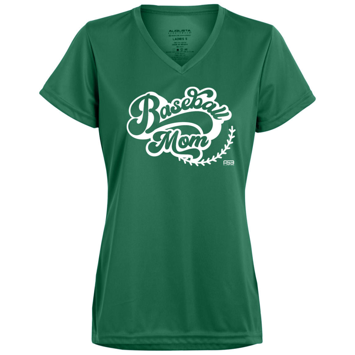 Baseball Mom White Ladies’ Moisture-Wicking V-Neck Tee