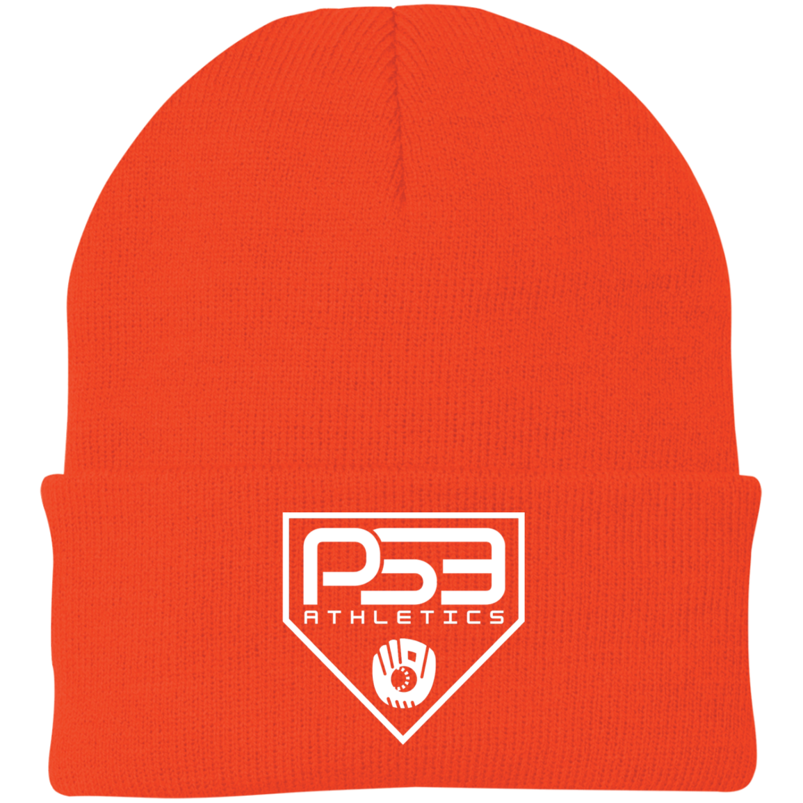 White Plate Logo Embroidered Knit Cap