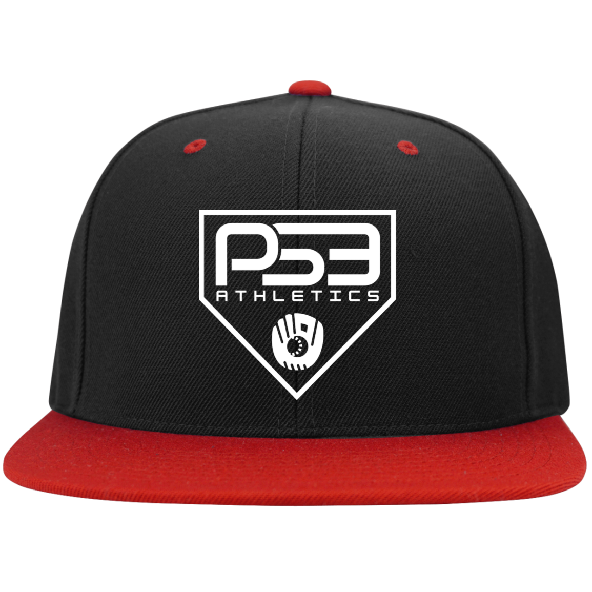 White Plate Logo Embroidered Flat Bill High-Profile Snapback Hat