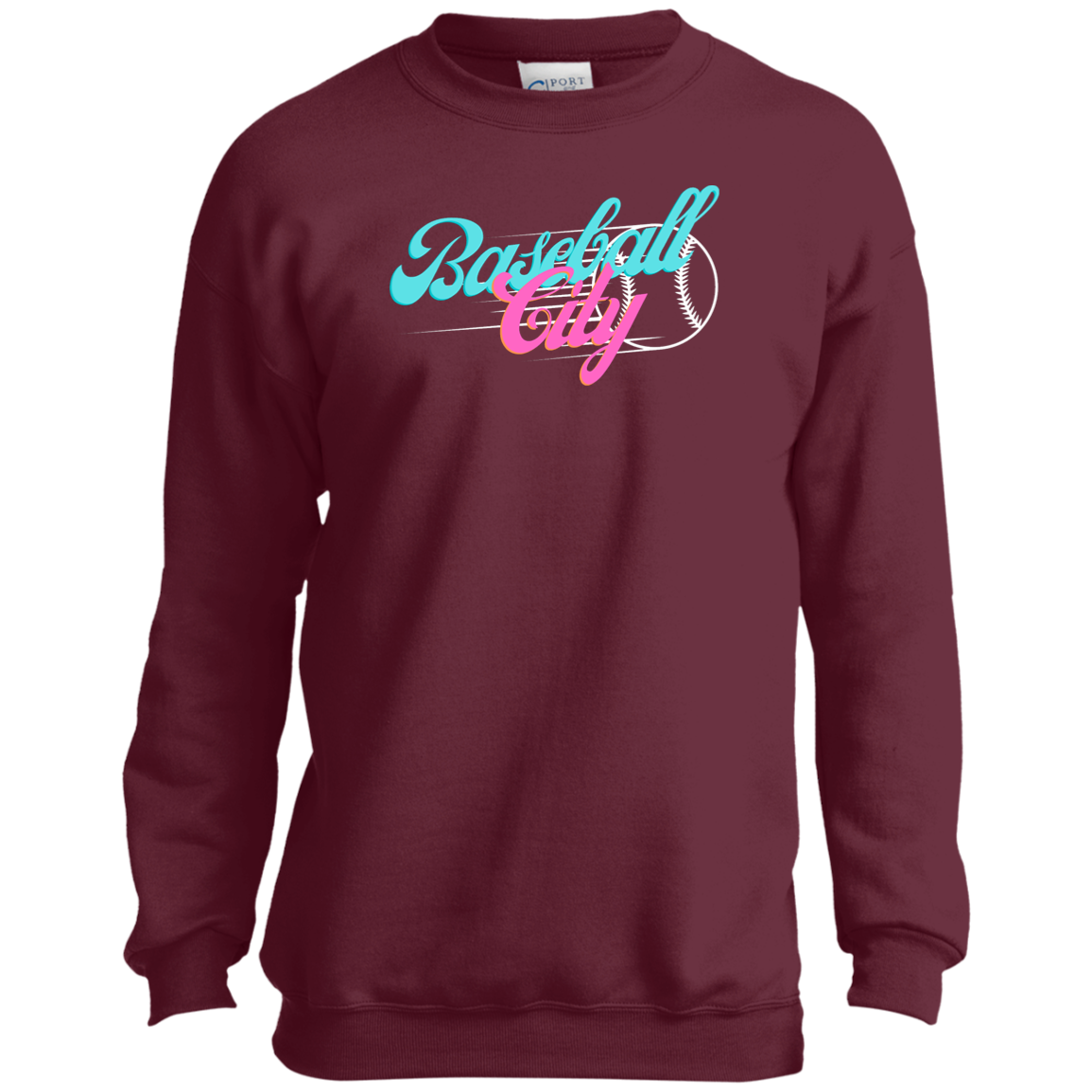 Baseball City Bright & White Youth Crewneck Sweatshirt