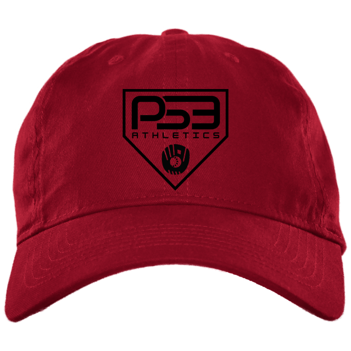 Black Plate Logo Embroidered Brushed Twill Unstructured Dad Cap