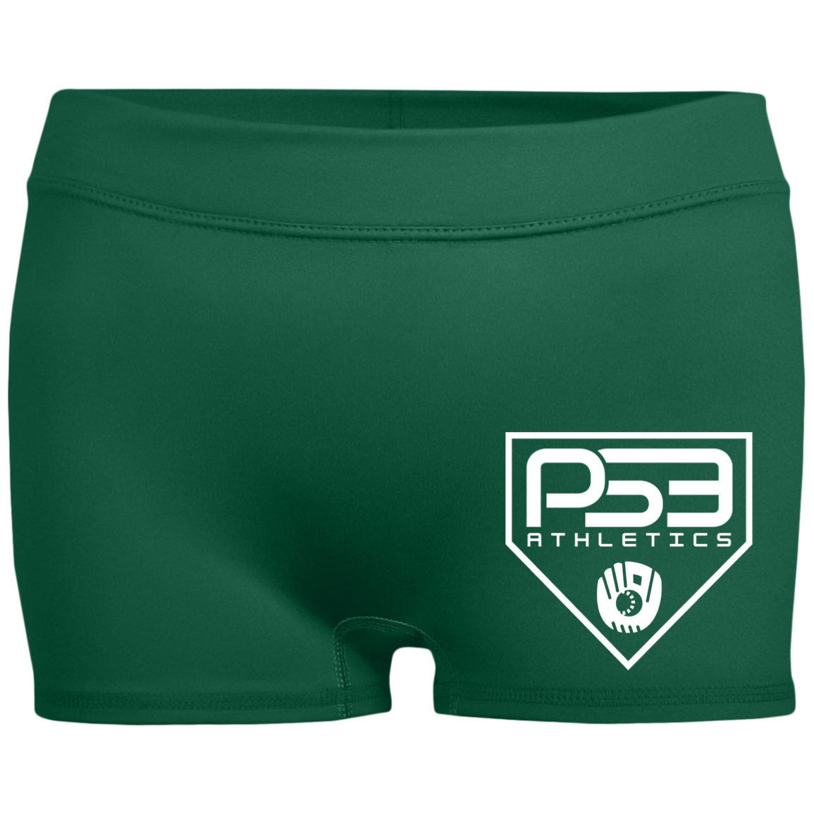 White Plate Logo Ladies' Fitted Moisture-Wicking 2.5 inch Inseam Shorts