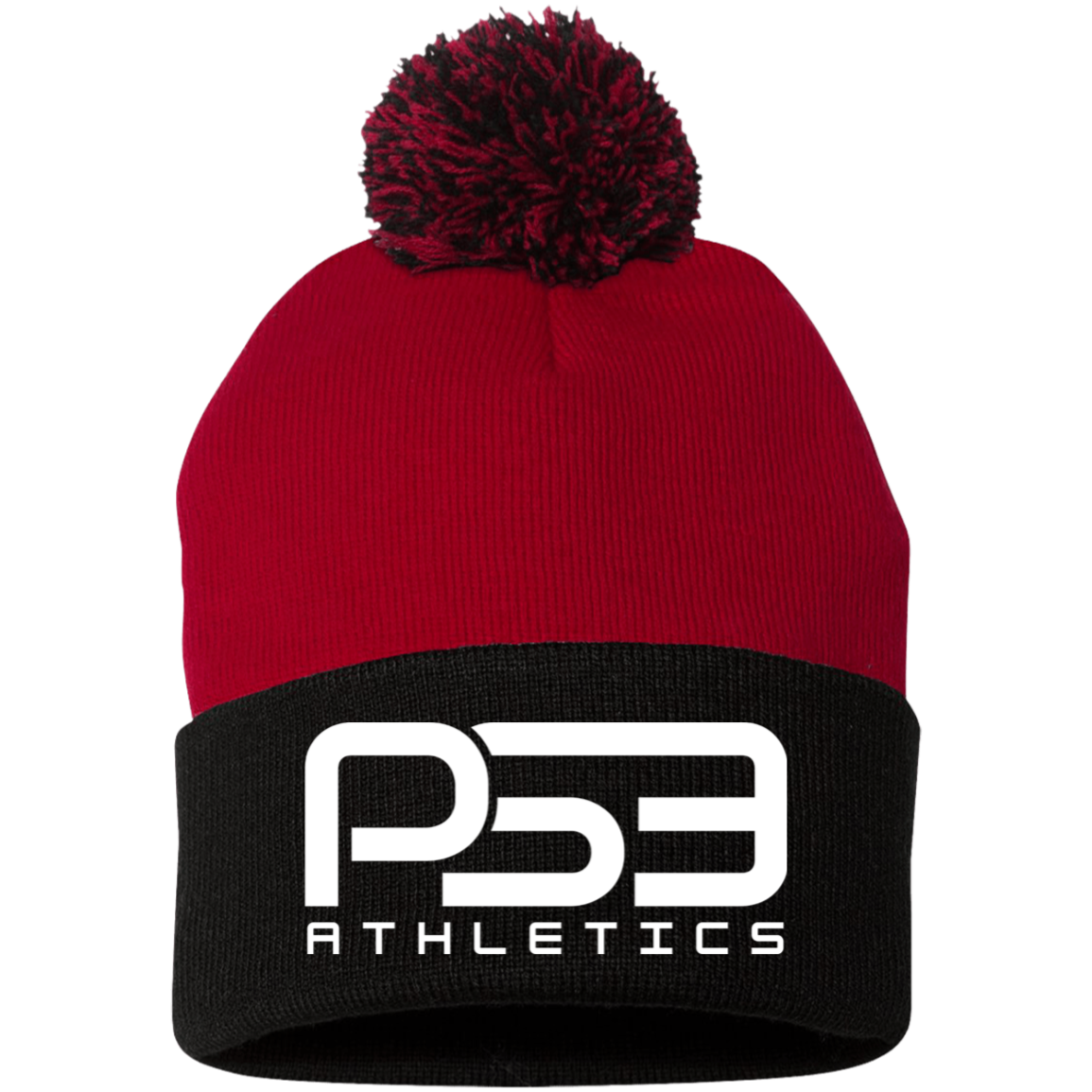 Classic White Logo Embroidered Pom Pom Knit Cap