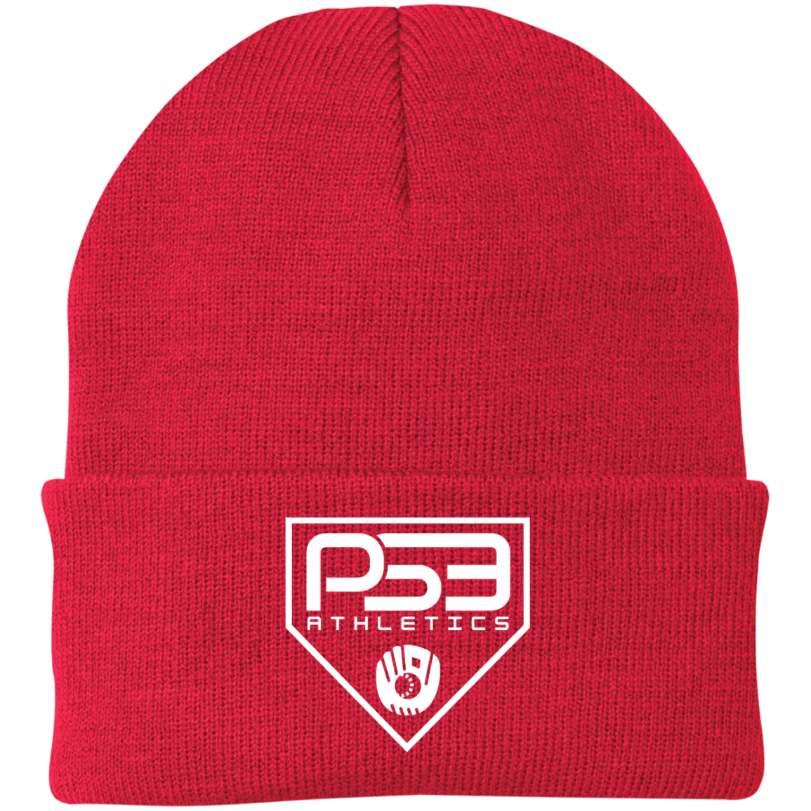 White Plate Logo Embroidered Knit Cap