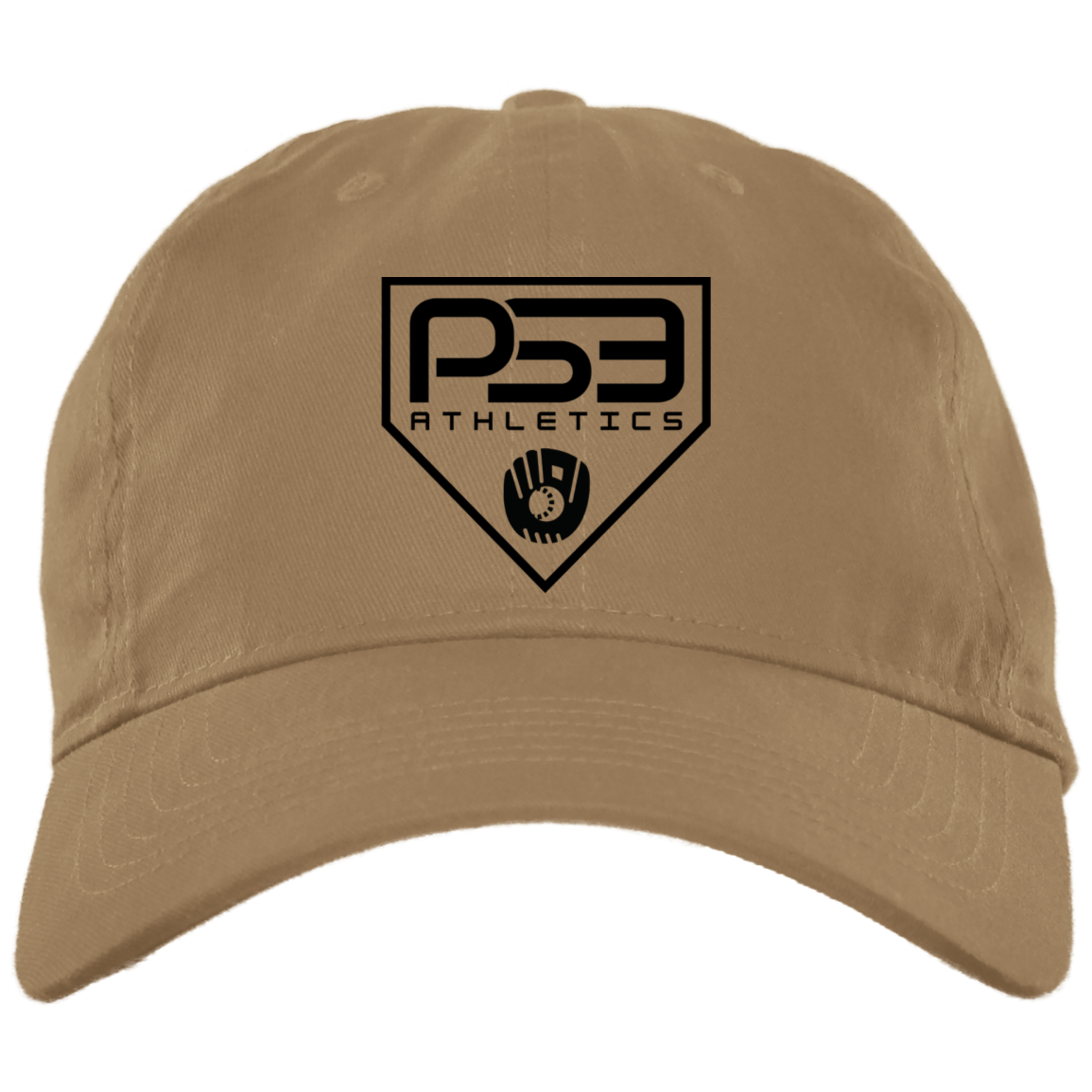 Black Plate Logo Embroidered Brushed Twill Unstructured Dad Cap