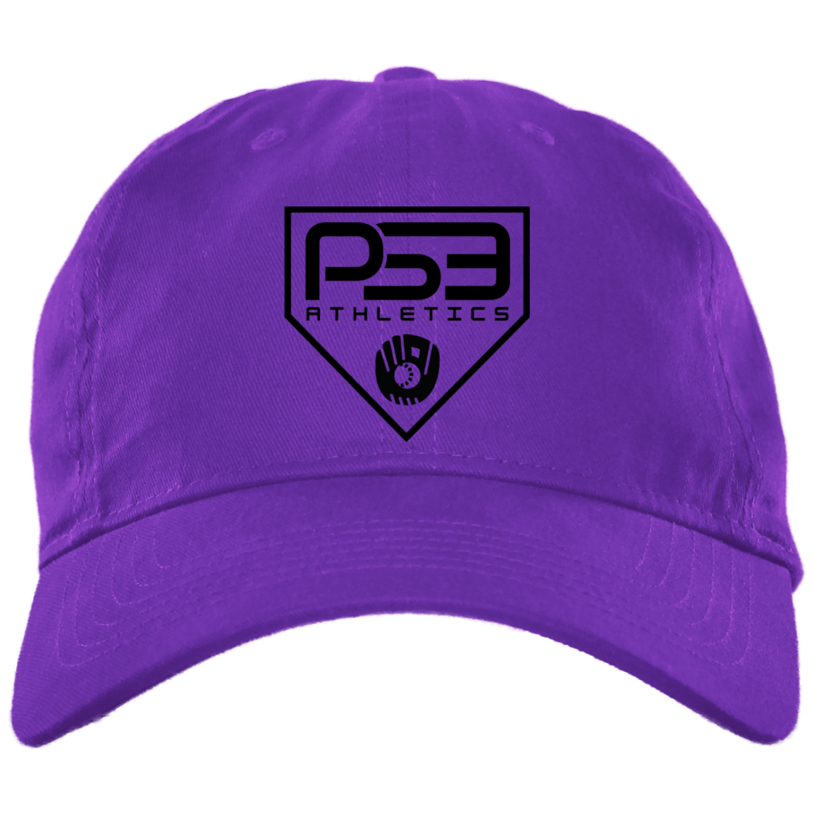 Black Plate Logo Embroidered Brushed Twill Unstructured Dad Cap