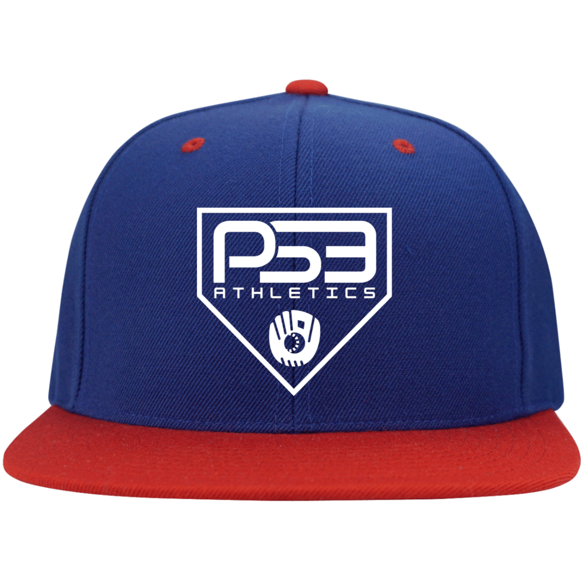 White Plate Logo Embroidered Flat Bill High-Profile Snapback Hat