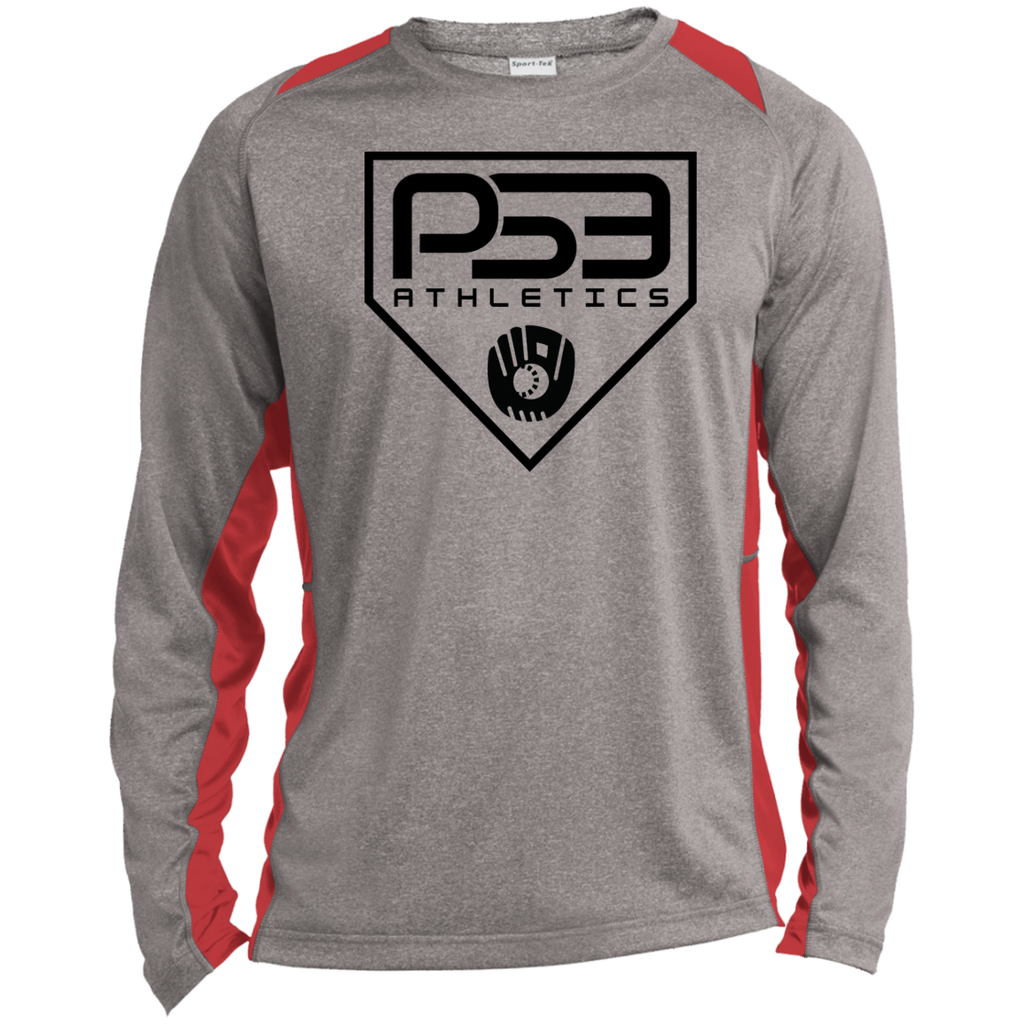 Black Plate Logo Long Sleeve Heather Colorblock Performance Tee